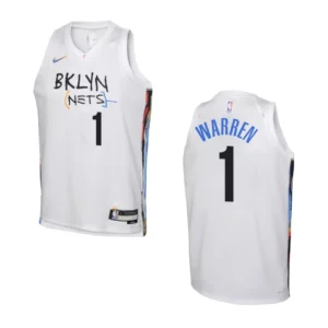 2022-23 Brooklyn Nets Youth City Edition T.J Warren White Jersey - 49Native