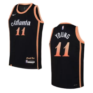 Atlanta Hawks 2022-23 City Edition Youth Trae Young Black Jersey - 49Native