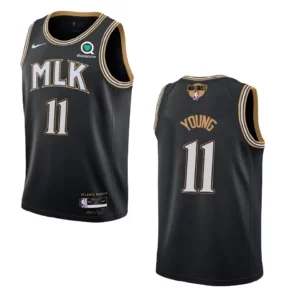 Trae Young Hawks 2021 NBA Playoffs Bound Jersey Black - 49Native