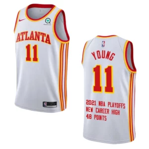 Trae Young Hawks New Career High Jersey White - 49Native