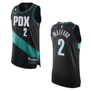 Portland Trail Blazers Trendon Watford 2022-23 City Edition Black Jersey - 49Native