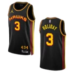Hawks 2022-23 Statement Edition Aaron Holiday Black Jersey Swingman - 49Native