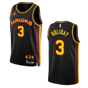 Hawks 2022-23 Statement Edition Aaron Holiday Black Jersey Swingman - 49Native
