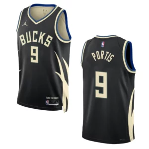 Bucks 2022-23 Statement Edition Bobby Portis Black Jersey Swingman - 49Native