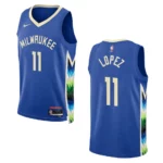 Bucks 2022-23 City Edition Brook Lopez Royal Jersey Swingman - 49Native