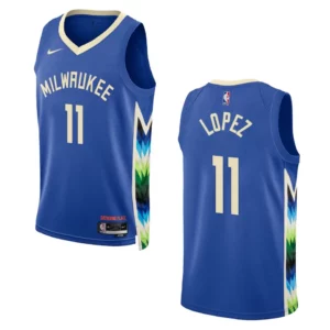 Bucks 2022-23 City Edition Brook Lopez Royal Jersey Swingman - 49Native