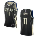 Bucks 2022-23 Statement Edition Brook Lopez Black Jersey Swingman - 49Native