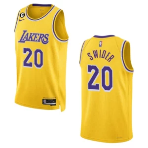 Lakers 2022-23 Icon Edition Cole Swider Yellow Jersey Swingman - 49Native