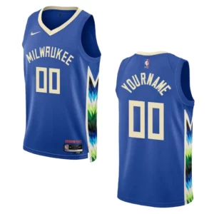 Bucks 2022-23 City Edition Custom Royal Jersey Swingman - 49Native