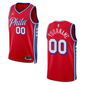 76ers 2022-23 Statement Edition Custom Red Jersey Swingman - 49Native