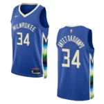 Bucks 2022-23 City Edition Giannis Antetokounmpo Royal Jersey Swingman - 49Native
