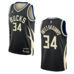 Bucks 2022-23 Statement Edition Giannis Antetokounmpo Black Jersey Swingman - 49Native
