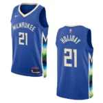 Bucks 2022-23 City Edition Jrue Holiday Royal Jersey Swingman - 49Native