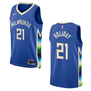Bucks 2022-23 City Edition Jrue Holiday Royal Jersey Swingman - 49Native