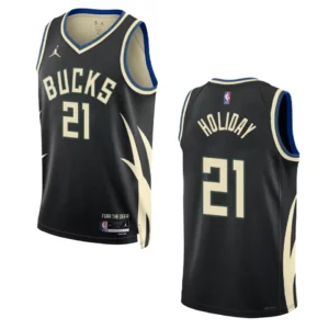 Bucks 2022-23 Statement Edition Jrue Holiday Black Jersey Swingman - 49Native
