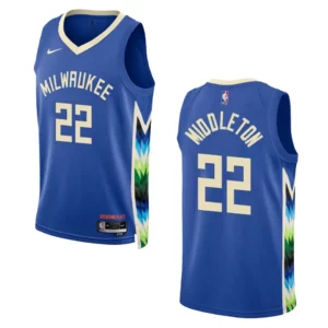 Bucks 2022-23 City Edition Khris Middleton Royal Jersey Swingman - 49Native