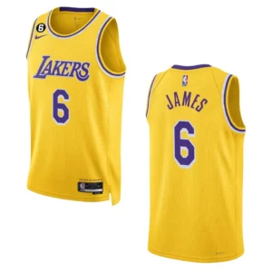 Lakers 2022-23 Icon Edition LeBron James Yellow Jersey Swingman - 49Native