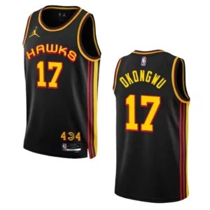 Hawks 2022-23 Statement Edition Onyeka Okongwu Black Jersey Swingman - 49Native