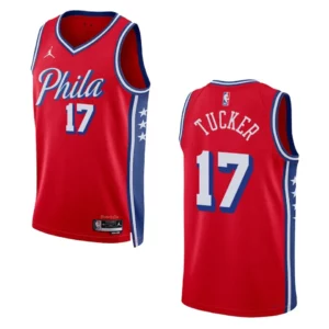 76ers 2022-23 Statement Edition P.J. Tucker Red Jersey Swingman - 49Native