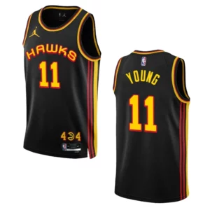Hawks 2022-23 Statement Edition Trae Young Black Jersey Swingman - 49Native