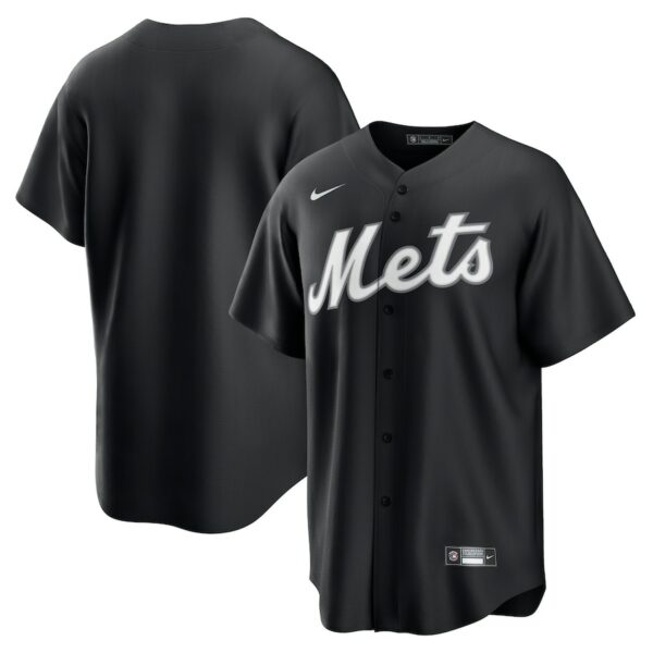 New York Mets Nike Official Replica Jersey - Black/White - 49Native