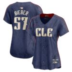 Women's Cleveland Guardians Shane Bieber Nike Navy 2024 City Connect Limited Jersey - 49Native