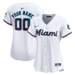 Miami Marlins Nike Women's Home Limited Custom Jersey - White - 49Native
