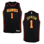 Youth Atlanta Hawks Jalen Johnson Statement Edition 2021 NBA Draft Jersey Black - 49Native