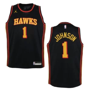 Youth Atlanta Hawks Jalen Johnson Statement Edition 2021 NBA Draft Jersey Black - 49Native