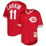 Barry Larkin Cincinnati Reds Mitchell & Ness Youth Cooperstown Collection Mesh Batting Practice Jersey - Red - 49Native
