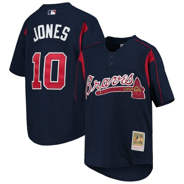 Chipper Jones Atlanta Braves Mitchell & Ness Youth Cooperstown Collection Mesh Batting Practice Jersey - Navy - 49Native