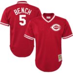 Johnny Bench Cincinnati Reds Mitchell & Ness Youth Cooperstown Collection Mesh Batting Practice Jersey - Red - 49Native
