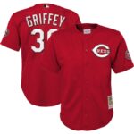 Ken Griffey Jr. Cincinnati Reds Mitchell & Ness Youth Cooperstown Collection Mesh Batting Practice Jersey - Red - 49Native