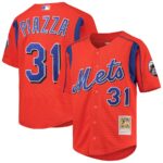 Mike Piazza New York Mets Mitchell & Ness Youth Cooperstown Collection Mesh Batting Practice Jersey - Orange - 49Native