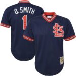 Ozzie Smith St. Louis Cardinals Mitchell & Ness Youth Cooperstown Collection Mesh Batting Practice Jersey - Navy - 49Native