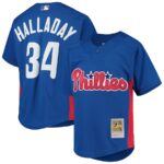 Roy Halladay Philadelphia Phillies Mitchell & Ness Youth Cooperstown Collection Mesh Batting Practice Jersey - Royal - 49Native