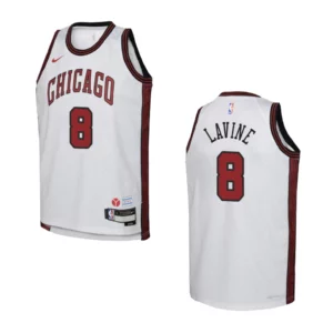 2022-23 Chicago Bulls Youth City Edition Zach LaVine White Jersey - 49Native