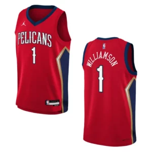 2022-23 New Orleans Pelicans Youth Statement Edition Zion Williamson Red Jersey - 49Native