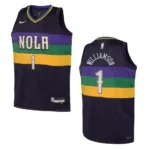 New Orleans Pelicans 2022-23 City Edition Youth Zion Williamson Purple Jersey - 49Native