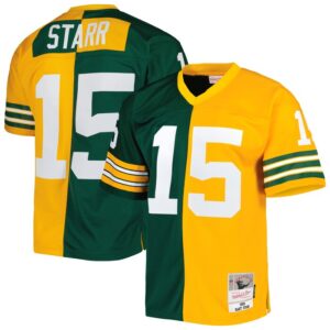 Bart Starr Green Bay Packers Mitchell & Ness 1969 Split Legacy Replica Jersey - Green/Gold- 49Native