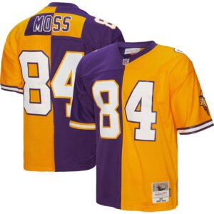 Randy Moss Minnesota Vikings Mitchell & Ness 1998 Split Legacy Replica Jersey - Purple/Gold- 49Native