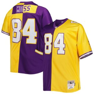 Randy Moss Minnesota Vikings Mitchell & Ness Big & Tall Split Legacy Retired Player Replica Jersey - Purple/Gold- 49Native