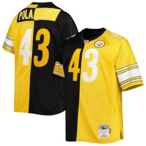 Troy Polamalu Pittsburgh Steelers Mitchell & Ness Big & Tall Split Legacy Retired Player Replica Jersey - Black/Gold- 49Native