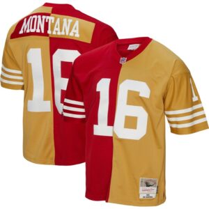 Joe Montana San Francisco 49ers Mitchell & Ness 1990 Split Legacy Replica Jersey - Scarlet/Gold- 49Native