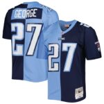 Eddie George Tennessee Titans Mitchell & Ness 1999 Split Legacy Replica Jersey - Navy/Light Blue- 49Native
