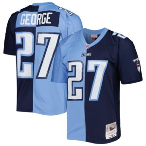Eddie George Tennessee Titans Mitchell & Ness 1999 Split Legacy Replica Jersey - Navy/Light Blue- 49Native