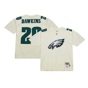 Brian Dawkins Philadelphia Eagles Mitchell & Ness Chainstitch Legacy Jersey - Cream- 49Native