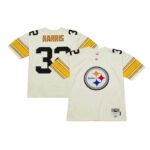 Franco Harris Pittsburgh Steelers Mitchell & Ness Chainstitch Legacy Jersey - Cream- 49Native