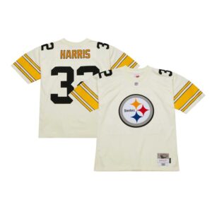 Franco Harris Pittsburgh Steelers Mitchell & Ness Chainstitch Legacy Jersey - Cream- 49Native