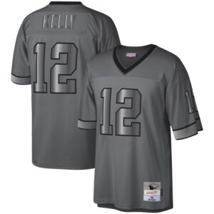 Jim Kelly Buffalo Bills Mitchell & Ness 1990 Retired Player Metal Legacy Jersey - Charcoal- 49Native